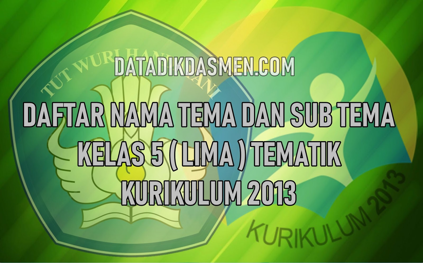 Daftar Nama Tema Dan Subtema Kelas 5 Kurikulum 2013 Tahun Pelajaran 2020 2021 Datadikdasmen