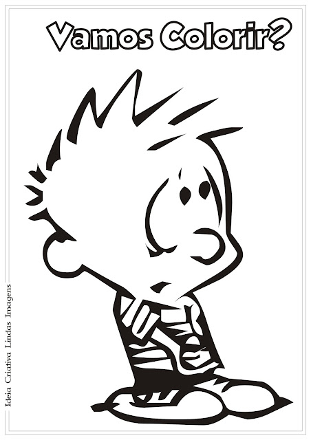 Desenho do Calvin com medo para colorir