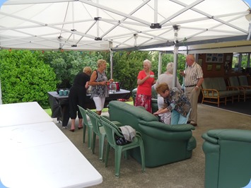 Arriving at Algies Bay - Kevin had installed two adjoining marquis with the garage to provide a cool breeze and shade.