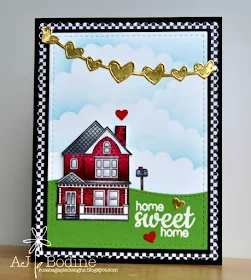 Sunny Studio:  Home Sweet Home card by AJ Bodine using Happy Home Stamp set