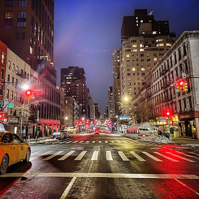 View of First Avenue, NYC, at night