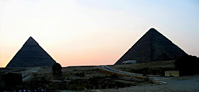 pyramids at dusk