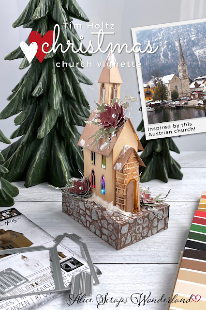 Create a European-inspired Christmas church with the new Tim Holtz Village Collection die set from Sizzix!