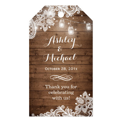  Rustic Mason Jar Lights Lace Wedding Thank You Gift Tags