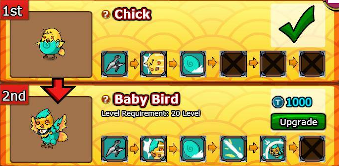 Upgrade pet Chick ninja saga (Baby bird)