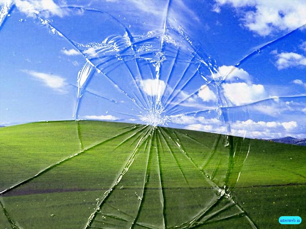 This guy installs a desktop background of a cracked LCD wallpaper braintop