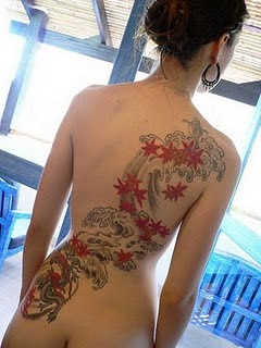 Japanese Girl Back Tattoo design of Star Fish Tattoo