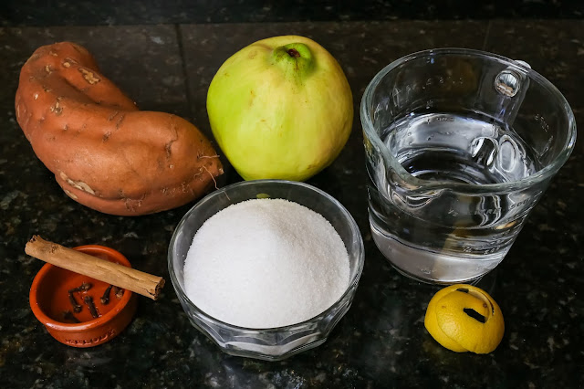 Imagen de ingredientes de compota de membrillo y batata