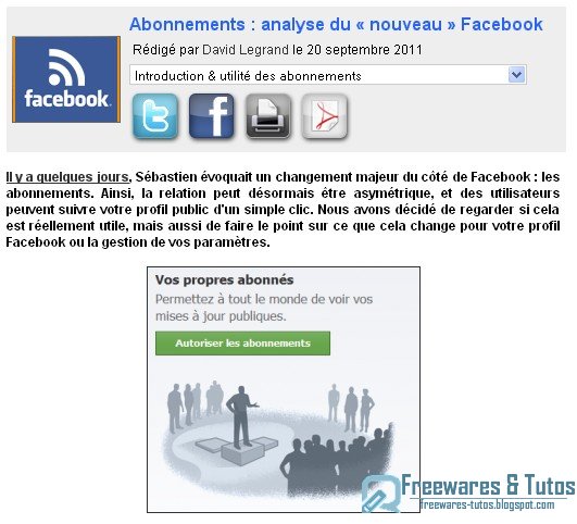 Le site du jour : Abonnements : analyse du « nouveau » Facebook