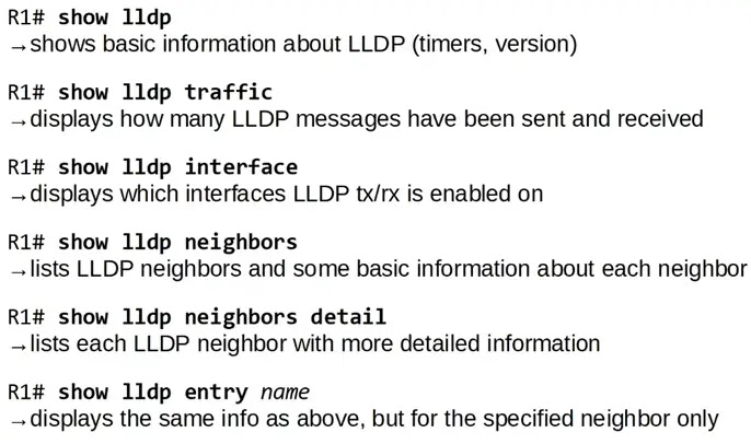 lldp show commands summary