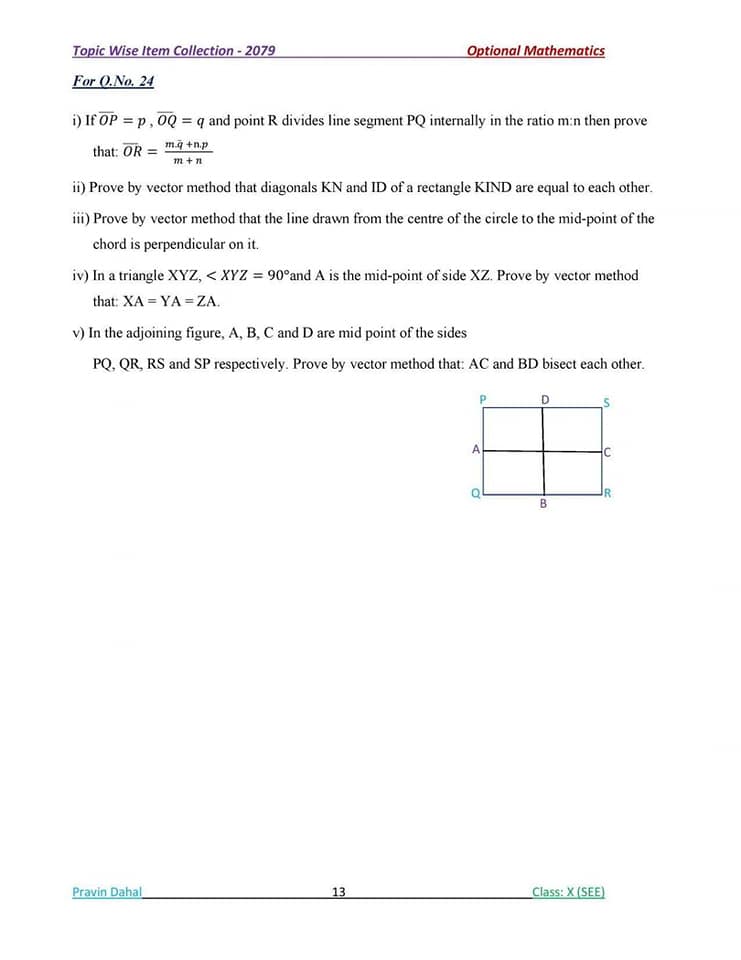 Optional Math Question-Wise Practice Question