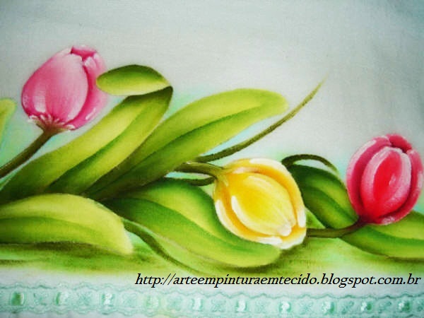 Pintura em Tecido Flores tulipas