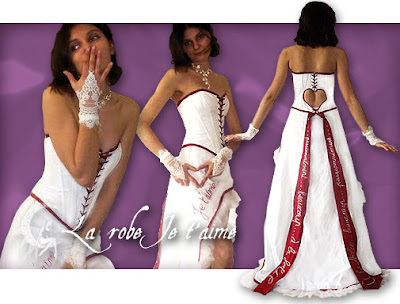 Robe pour un mariage blanc et rouge