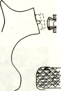 First Flobert concept was to use percussion cap much like ordinary type, flared at back to support it, with ball loaded from muzzle. Design shown has hooked hammer face to pull cap free after force of explosion bulges it out into cuts of hooks. Idea was patented 17 July, 1846, No. 3589 in Paris. Second idea to evolve (inset cut) was regular drawn metallic cartridge of modern form, charged with black powder. Though shaped with a rim, case had fulminate across entire base for special Flobert ridge striker. A ridge striker instead of firing pin is used today in Gevarm semiauto rifles .22. Flobert cartridge patent was filed 20 July 1849 and issued 4 October that