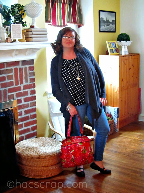 Jeans Styled with a tank and a drape Cardigan