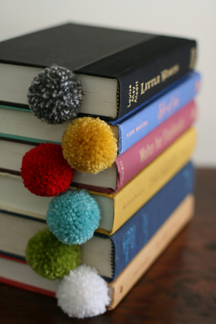 Colrful Yarn Bookmarks with Puffy Round Ball Shape at Top of Bookmark