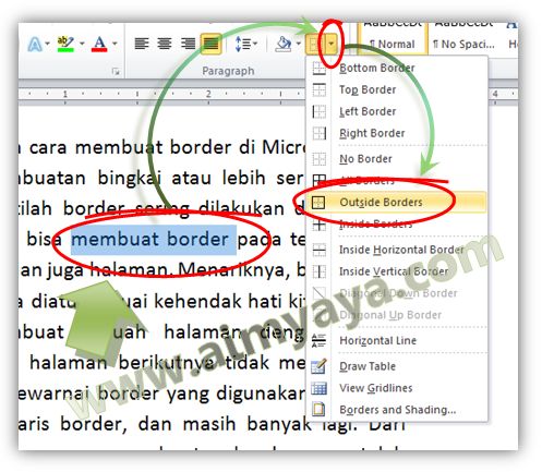  Gambar: Cara mudah membuat border di Ms Word 2010 