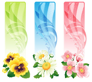 光沢のある花の縦バナー Flower banners vector graphic