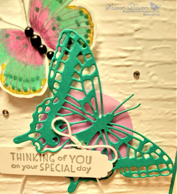 Rhapsody in Craft, Bermuda Bay, Butterfly Brilliance, Butterfly Brilliance Bundle, Brilliant Wings, Inspired Thoughts, Bark 3D Embossing Folder, In Color Shimmer Vellum, Lovely Labels Pick A Punch, #colourcreationsbloghop, Stampin' Up!, Annual Catalogue 2021