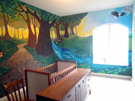 kids forest mural, nursery mural, portland muralist, kids room mural portland, forest mural