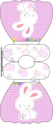 Easter Bunny in Pink Squares: Free Printable Invitations.