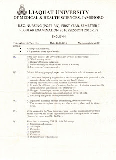 ENGLISH-I, BSN ENGLISH-I, POST RN BSN, BSN nursing, BSN, RN to BSN, POST RN BSN, Generic BSN, LUMHS nursing, Post RN BS Nursing, BScN, BSN Past Papers, BSN Nursing notes, nursing, Registered nurse, nurse