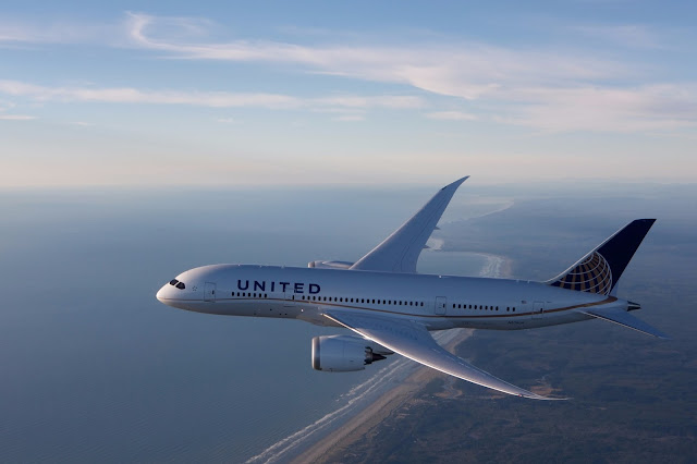 Boeing 787-8 Dreamliner of United Airlines Over Coast