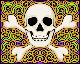 Skull coloring page- blank available