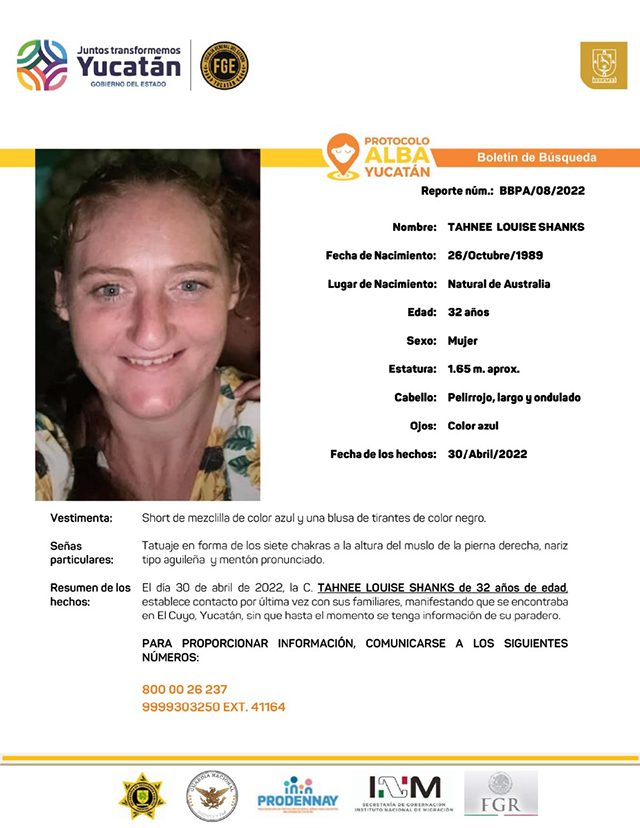 En su último contacto con sus familiares la mujer, de 32 años, dijo que se encontraba en el puerto de El Cuyo, a 261.7 km de Mérida