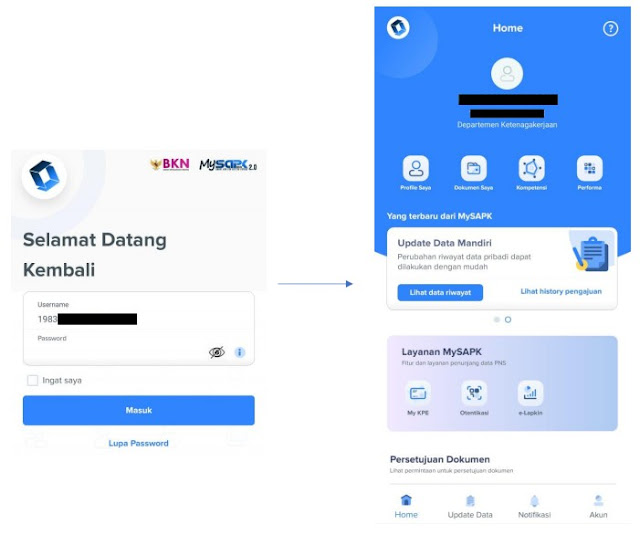 Berikut tampilan login MySAPK