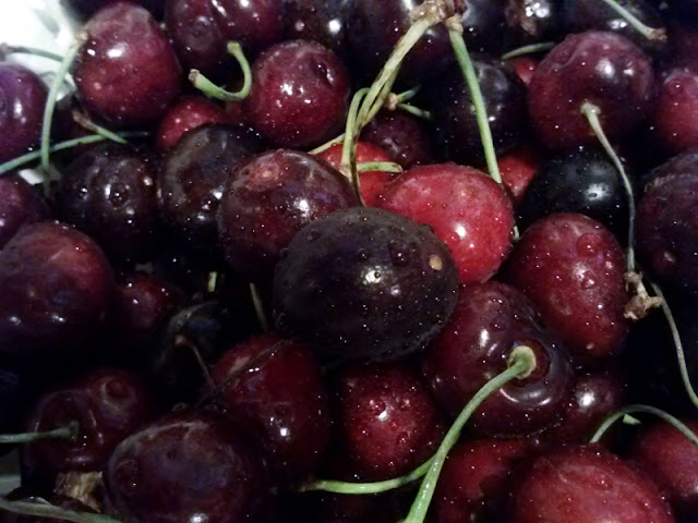 black cherries, fresh, summer fruit