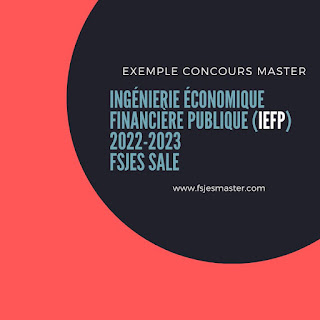 Exemple Concours Master Ingénierie Économique Financière Publique 2022-2023 - Fsjes Salé