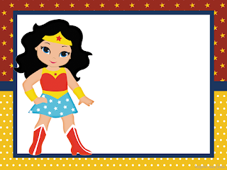 Wonder Woman Chibi Free Printable Invitations, Labels or Cards.