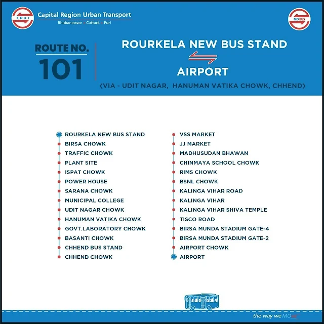 Route No 101 - From Rourkela New Bus Stand to Airport