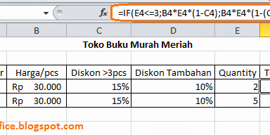 Contoh Soal Menghitung Diskon atau Potongan Harga dengan Excel