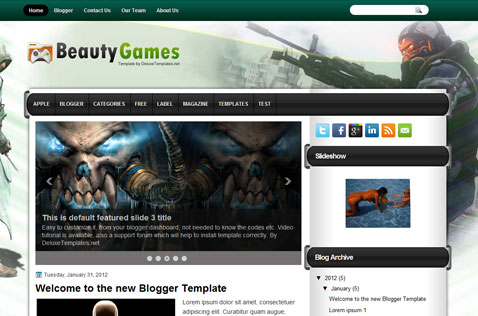 BeautyGames 2 Column Blogger Template