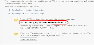 verify META tag code from yahoo image