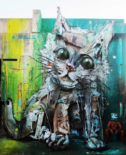 Kitten Character Graffiti Street Art by Bordalo II