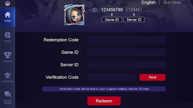 Redeem a Mobile Legends code via the official website.