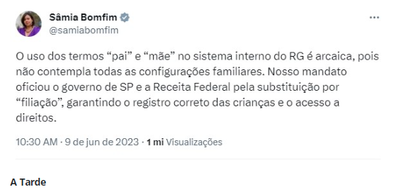 Deputada do Psol quer trocar "pai" e "mãe" por "filiação" no RG das pessoas