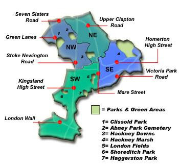 Hackney Map Region Political