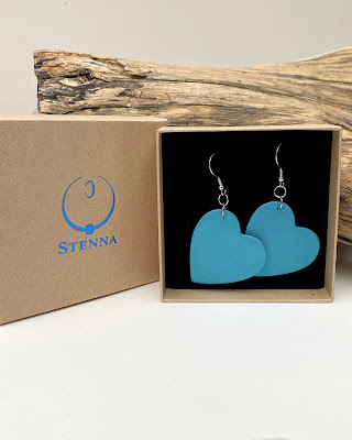 boucles oreilles coeur bleu turquoise stenna bijoux fantaisie polymere faits main lille