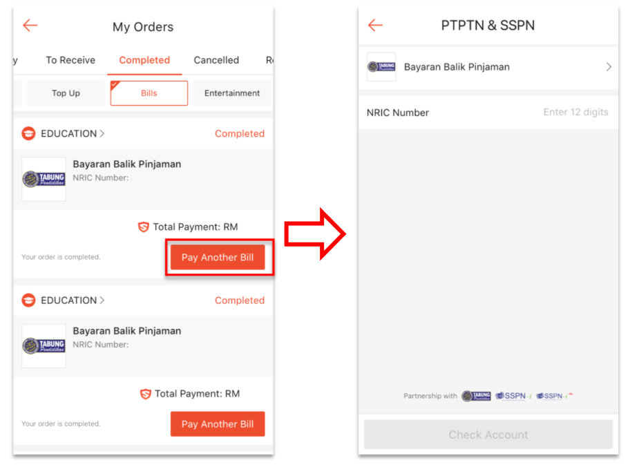 Cara Bayar Pinjaman PTPTN di Aplikasi Shopee