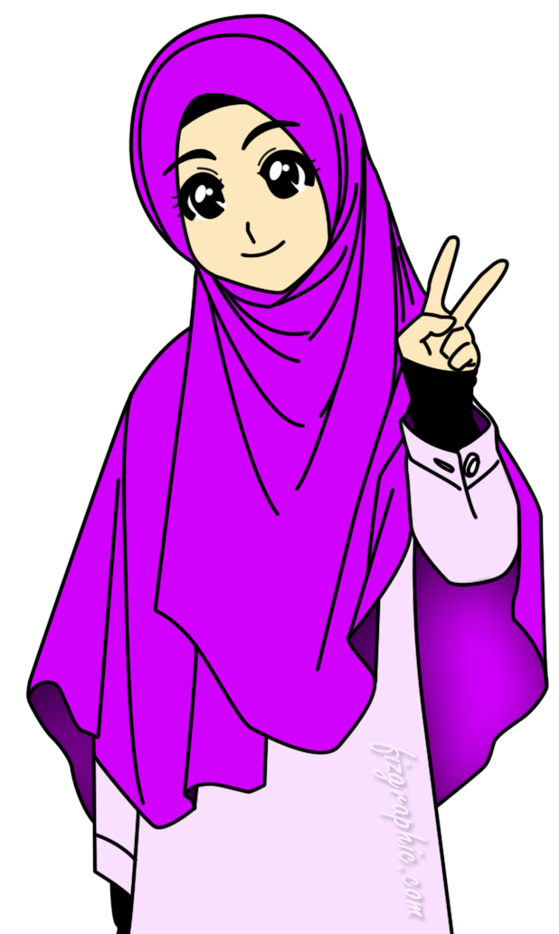  Gambar  Kartun  Muslimah  Ungu  Koleksi Gambar  HD