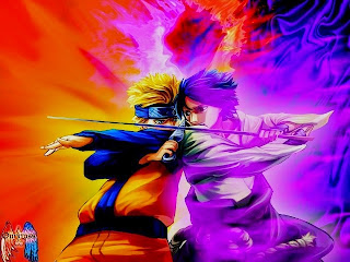 Gambar wallpaper Naruto vs Sasuke