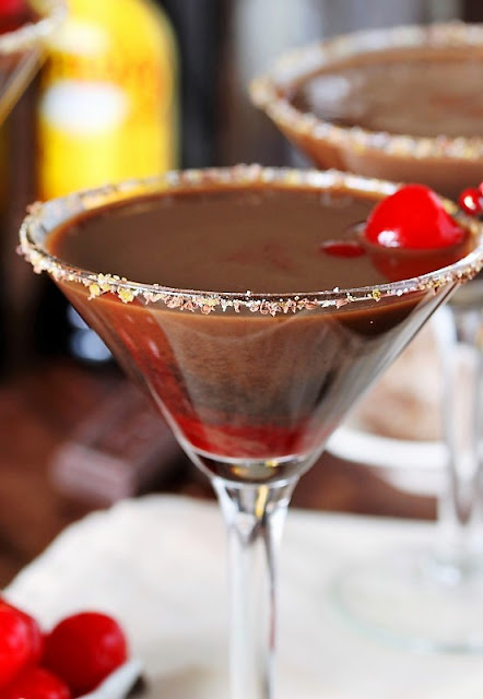 Chocolate Covered Cherry Martinis with Chocolate Sugared Rim image