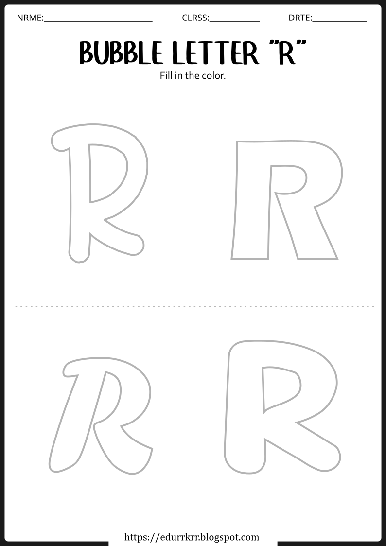 Bubble Letter R Worksheet