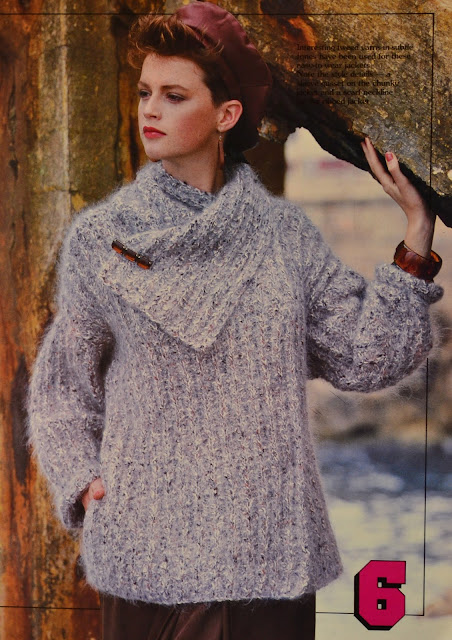 Vintage 1980s Tweed Ribbed Jacket Knitting Pattern