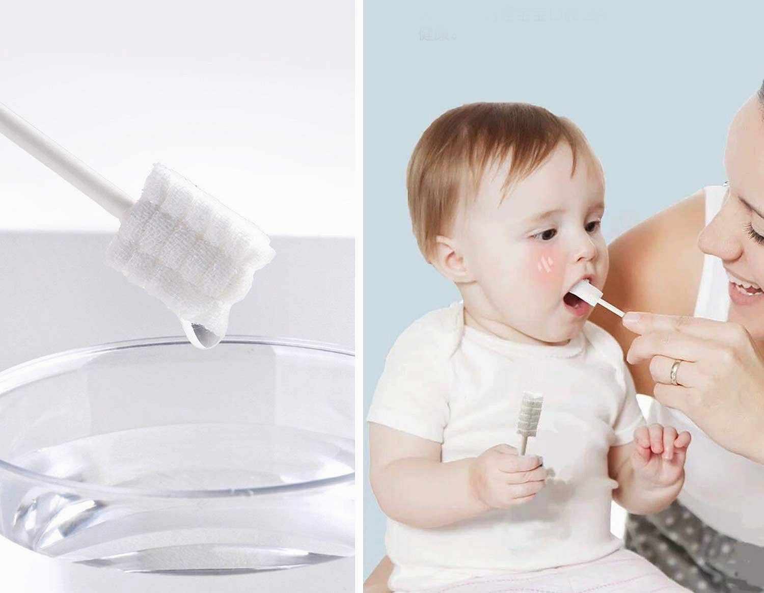 Cepillo de dientes de gasa para bebé, limpiador de lengua, 40 unidades  desechables, para bebés de 0 a 36 meses + 1 cepillo de dientes de dedo  gratis - OdontoFarma