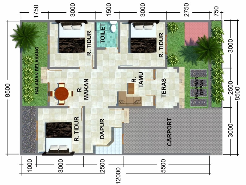Contoh Gambar Denah Rumah Minimalis Terbaru | Info Tercepatku